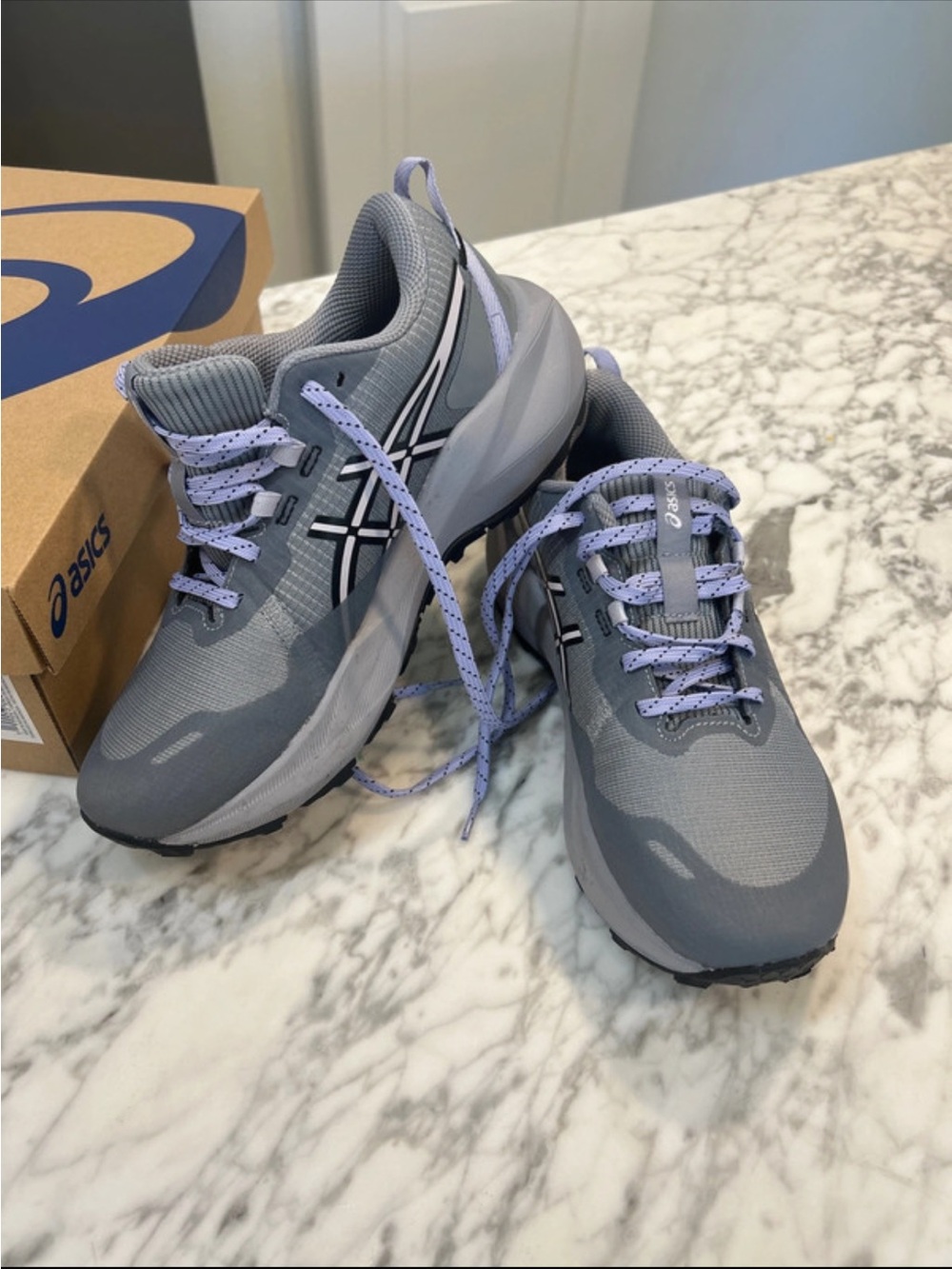 ASICS Gray with Lavender Accent Running Shoes